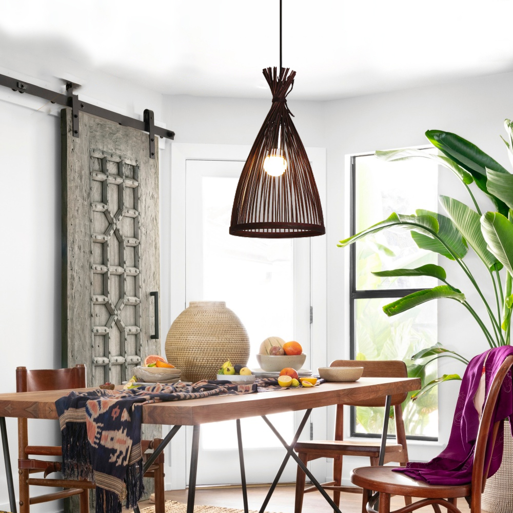 Japanese Bedroom Bamboo Chandelier 3-light Balcony Chandelier-Handwovenlamp