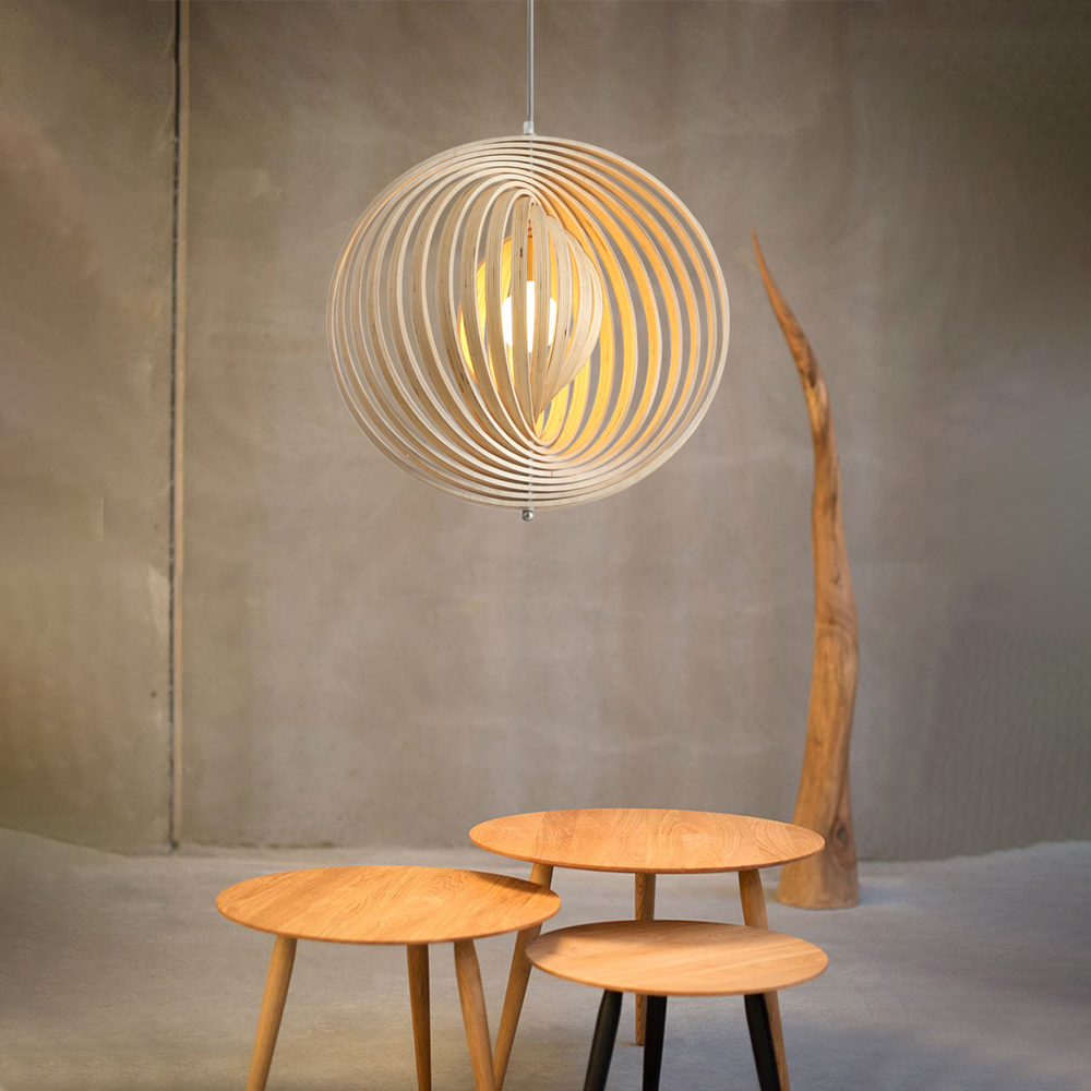 Danish Designer Rotating Wood Chandelier Nordic Dining Room Balcony Pendant Lamp-Handwovenlamp