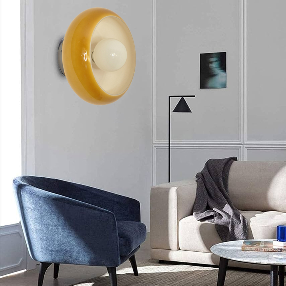 Mid-Century Modern Glass Wall Lamp Bedside Sconce-Handwovenlamp