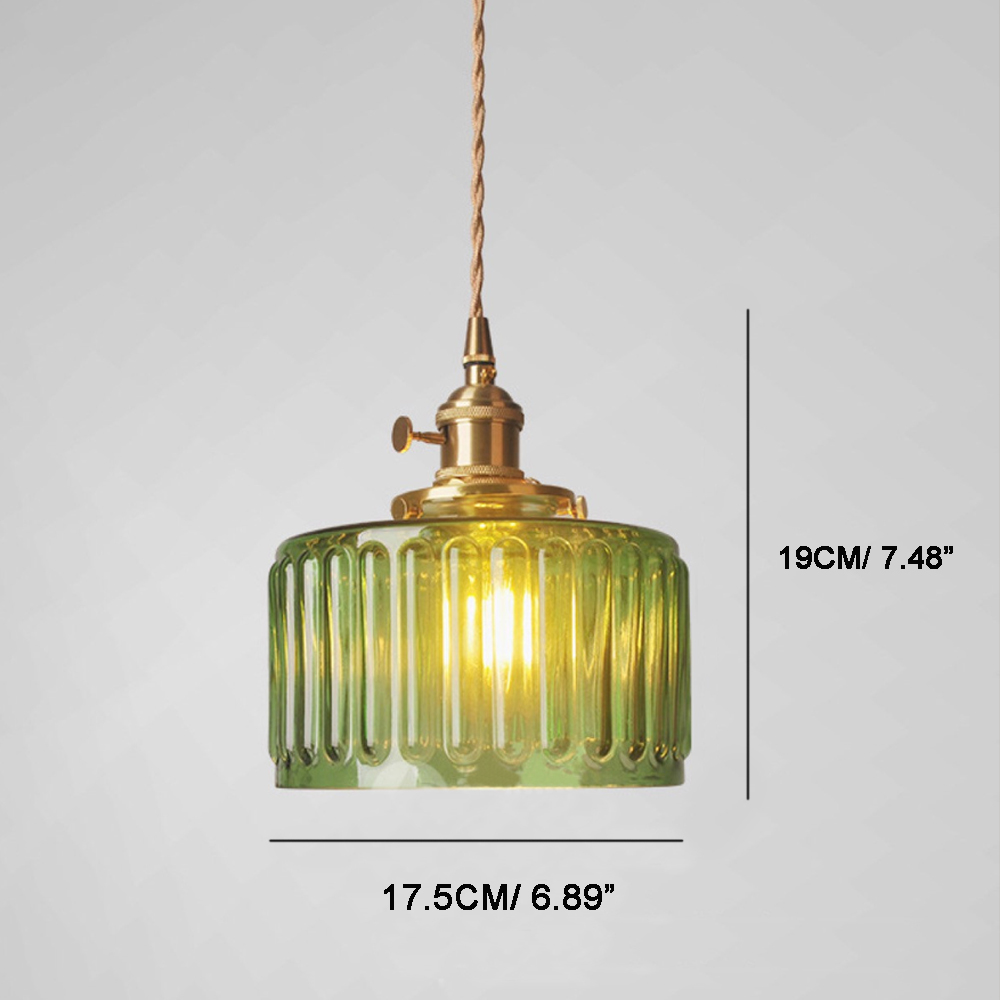 French Retro Brass Glass Chandelier Dining Room Single Head Small Pendant Lamp-Handwovenlamp
