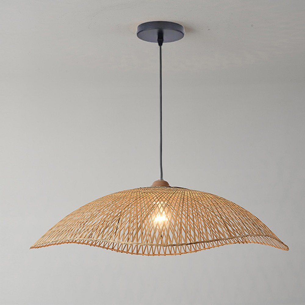 Japanese Bamboo Woven Chandelier B&B Living Room Handmade Pendant Light-Handwovenlamp