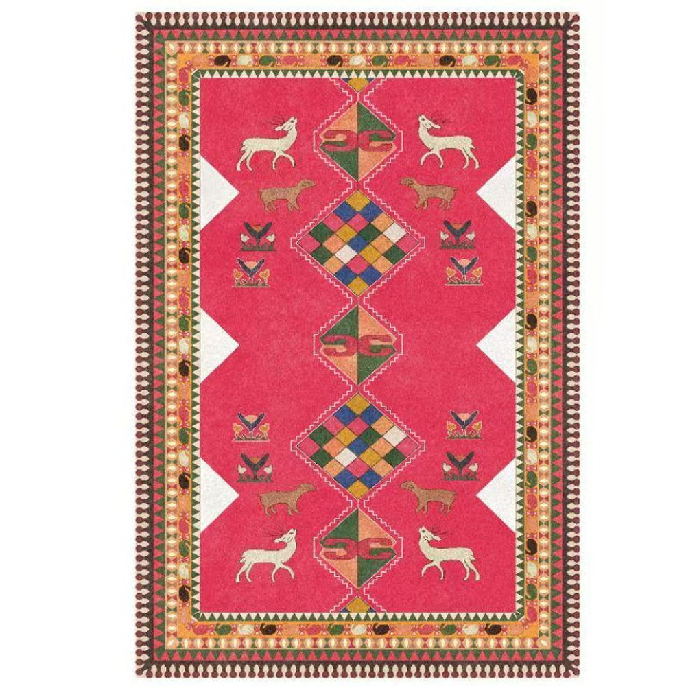 Thickened Imitation Cashmere Carpet Nordic Moroccan Living Room Blanket Ethnic Style American Retro Floor Mat-Handwovenlamp