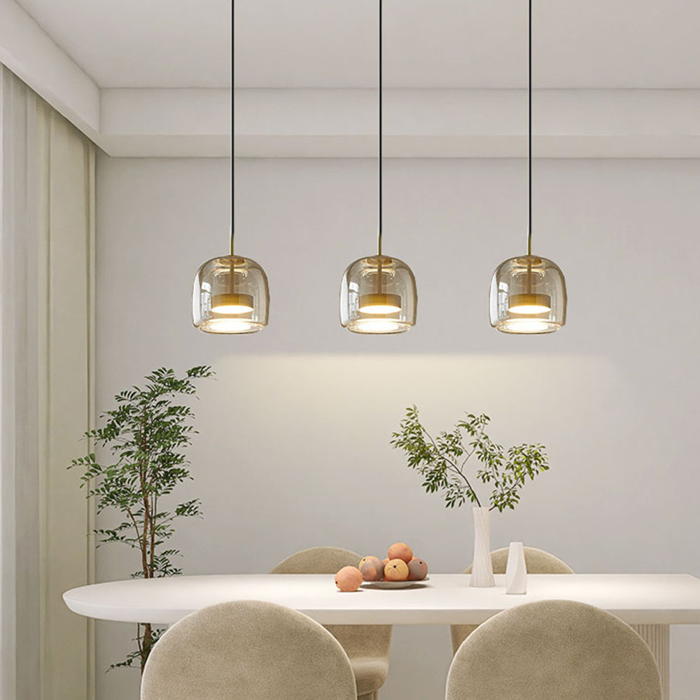 Nordic Modern Glass Pendant Light Multi-head Restaurant Lamps-Handwovenlamp