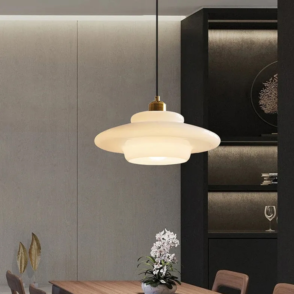 Bauhaus Milk White Glass Pendant Light Art Home Decor-Handwovenlamp