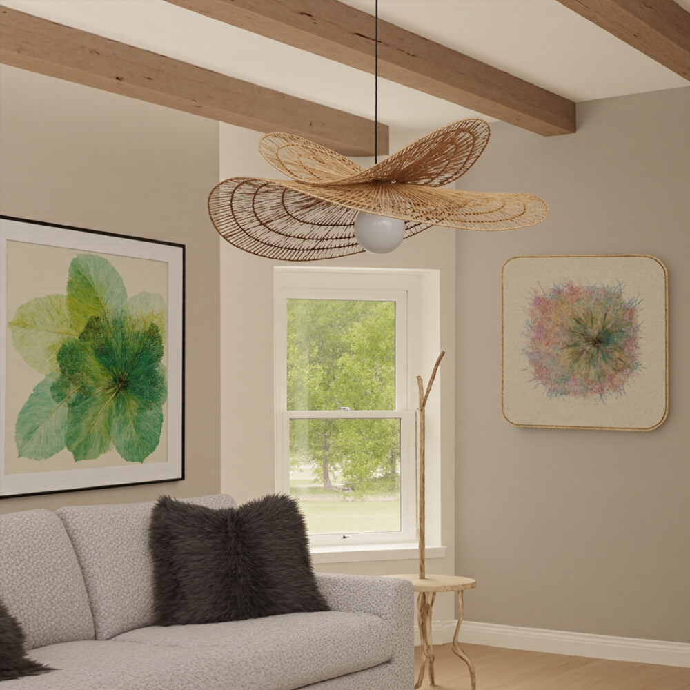 Handwoven Wabi-sabi Rattan Pendant Light Retro B&B Bedroom Living Room Creative Restaurant Chandelier-Handwovenlamp