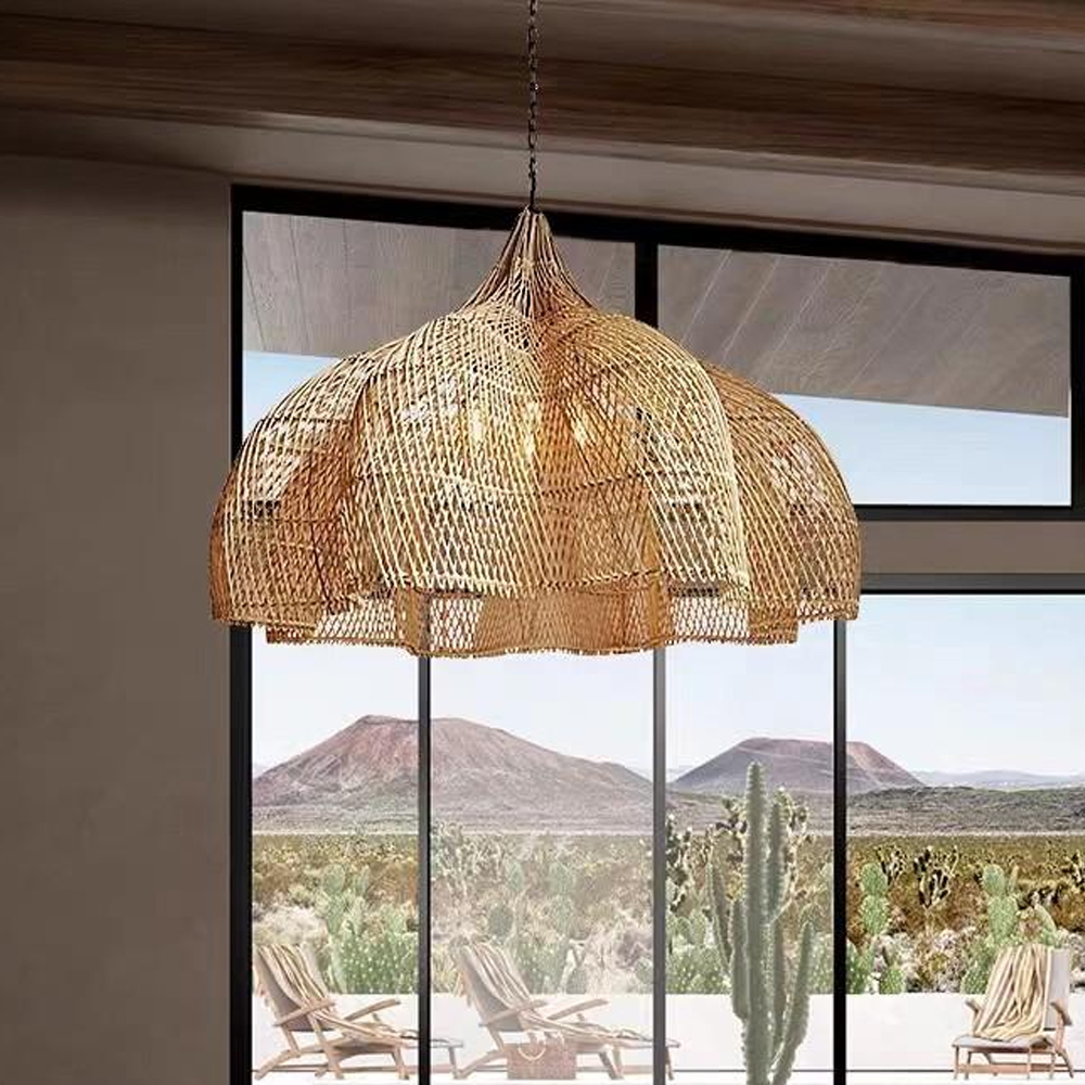 Justina Rattan Pendant Light Wabi Sabi Wicker Chandelier-Handwovenlamp
