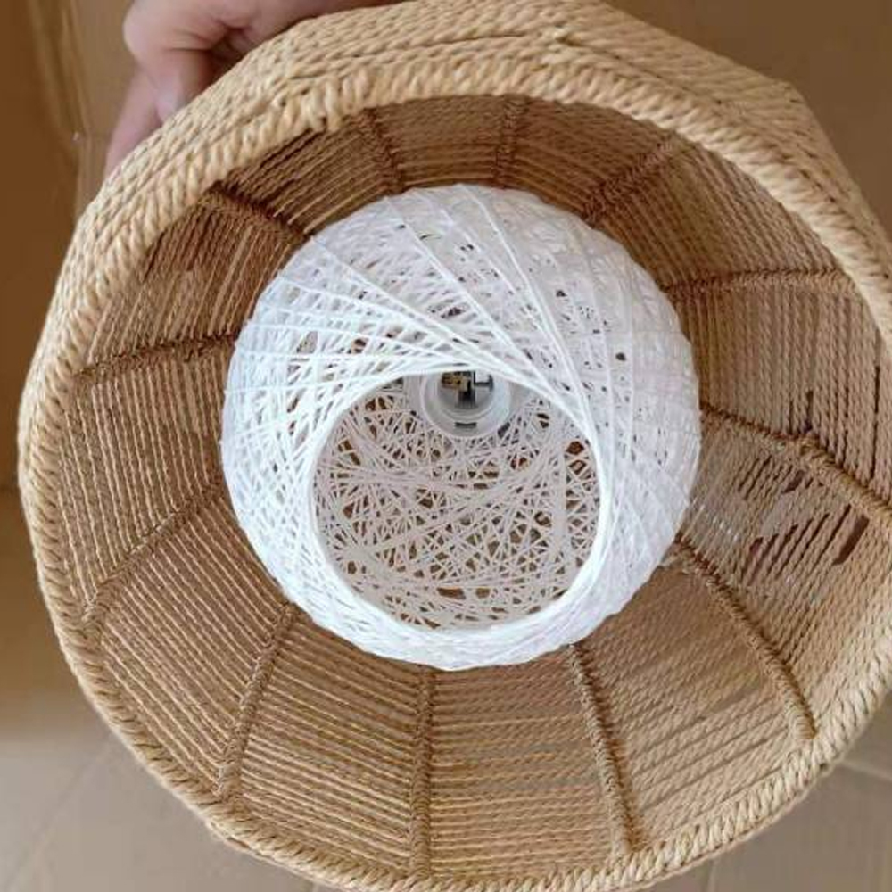 Nordic Hand-woven Rattan Pendant Light Balcony Tatami Hemp Rope Lamp-Handwovenlamp