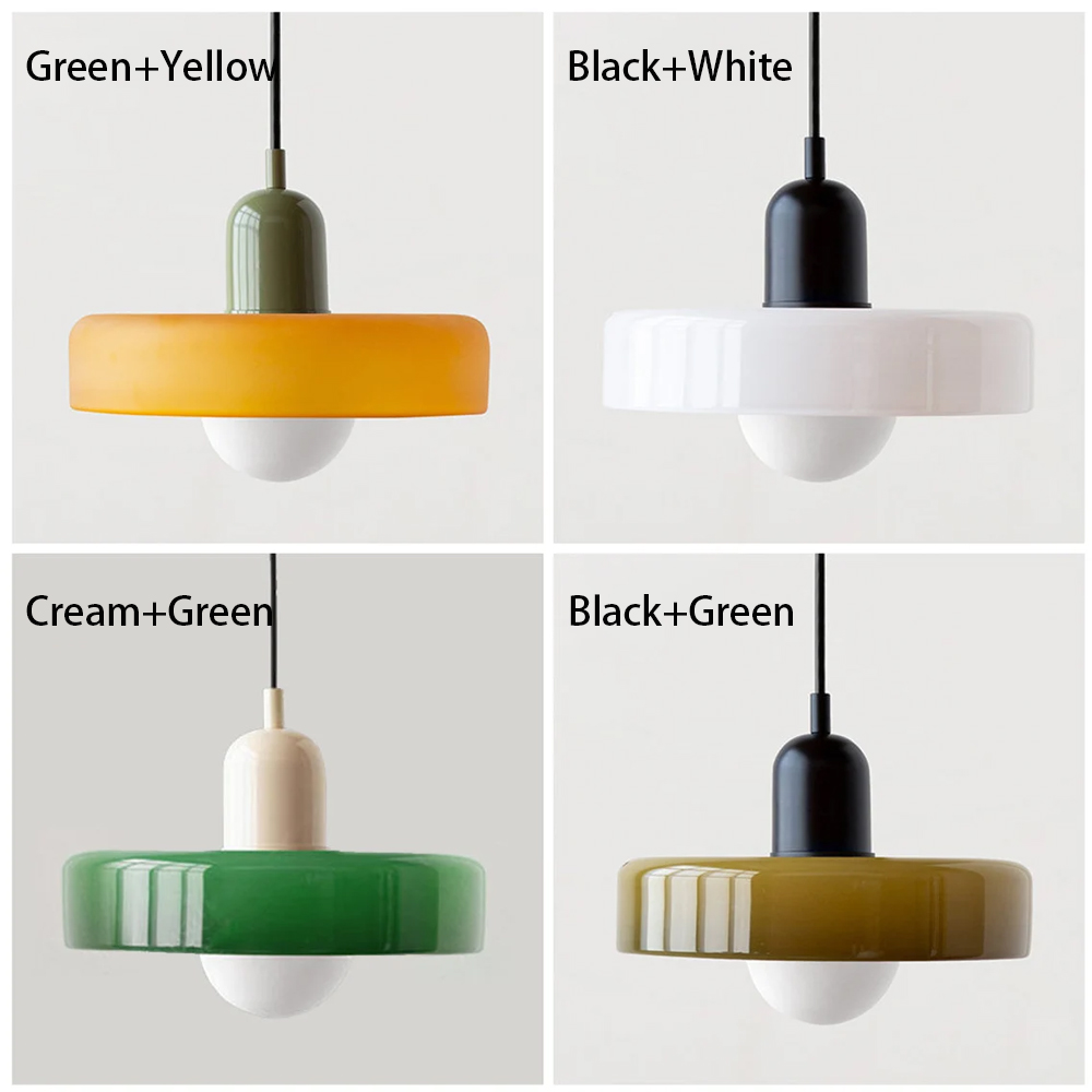 Nordic Vintage Green Medieval Lamp Danish Cream Wind Glass Pendant Light-Handwovenlamp