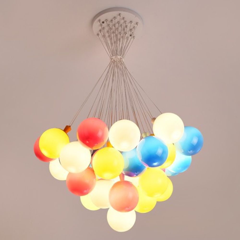 Nordic Children's Bedroom Colorful Bubble Ball Chandelier Nursery Pendant Lights-Handwovenlamp