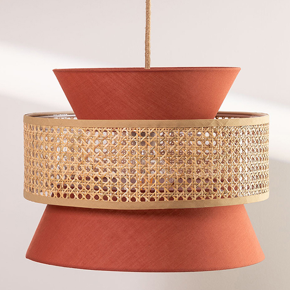 Hand-Woven Home Decor Rattan Tiered Chandelier Red, Blue Modern Wicker Light Pendant-Handwovenlamp