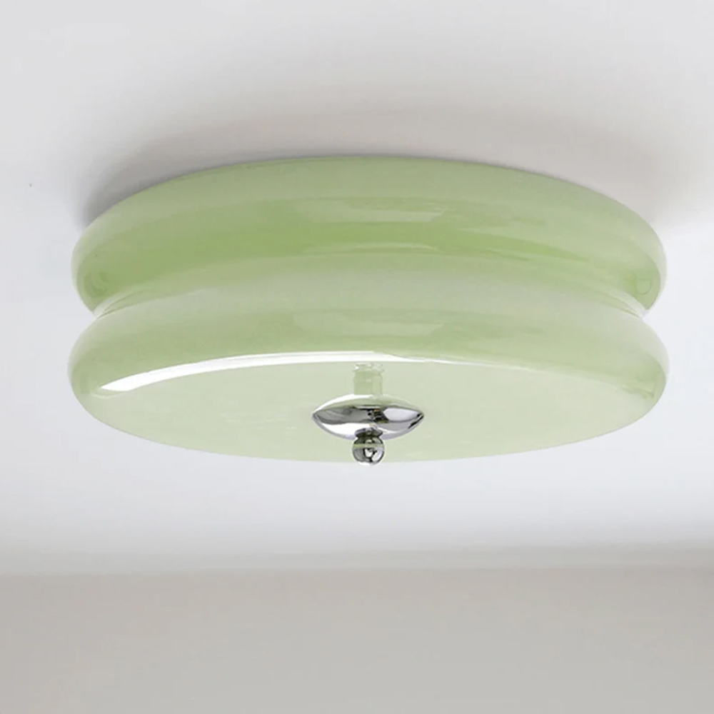 Mid Century Modern Ceiling Light Living Room Cream Glass Chandelier Flush Mount-Handwovenlamp