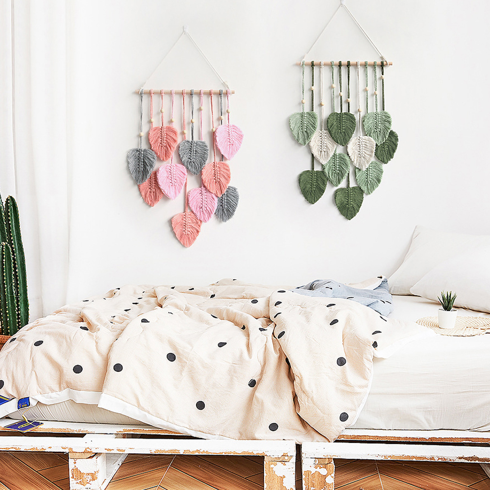 Bohemian Wall Decor Hand-woven Cotton Rope Leaf Tapestry Living Room Design-Handwovenlamp