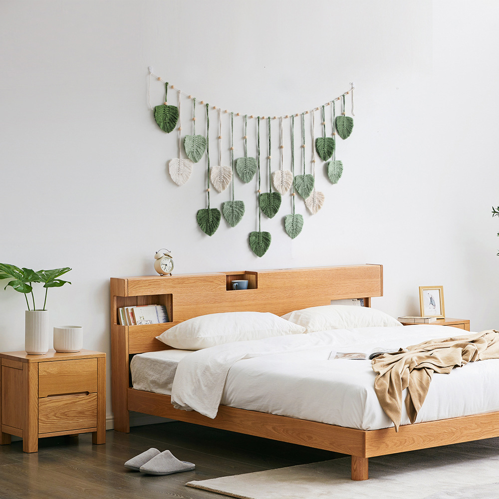 Bohemian Decorative Handwoven Leaf Tapestry Children's Room Background Tassel Wall Hanging-Handwovenlamp