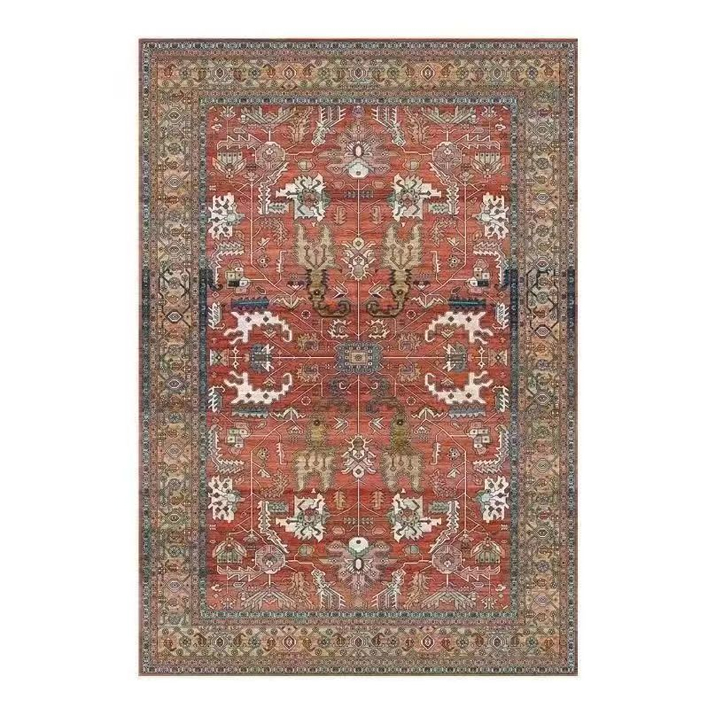 Thickened Imitation Cashmere Carpet Nordic Moroccan Living Room Blanket Ethnic Style American Retro Floor Mat-Handwovenlamp