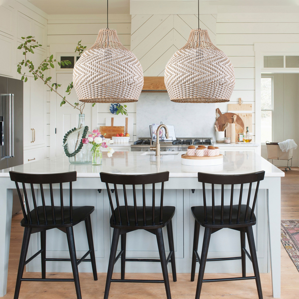 Handmade Rattan Pendant Light Fixture for Kitchen Island-Handwovenlamp