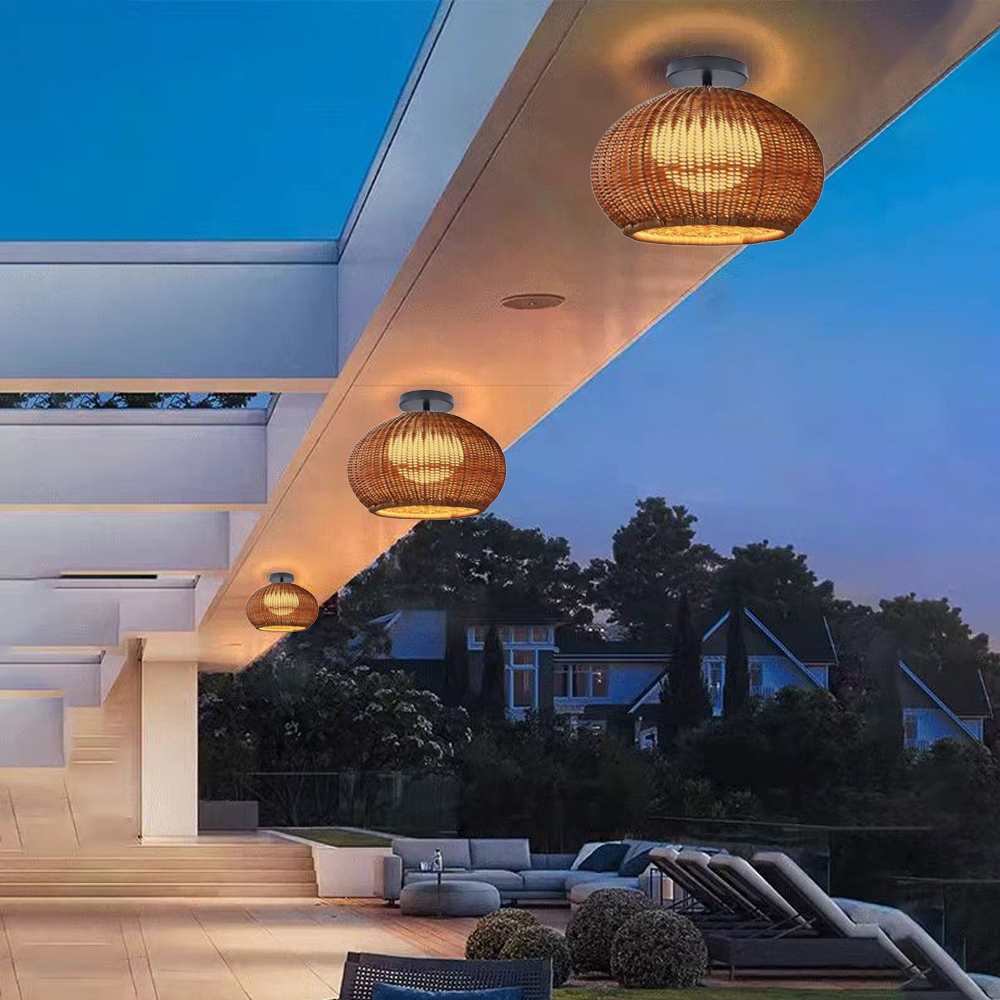 Outdoor Waterproof Pendant Light Homestay Rattan Lighting-Handwovenlamp