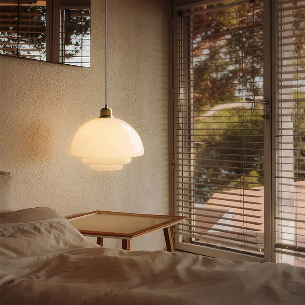 Bauhaus Milk White Glass Pendant Light Art Home Decor-Handwovenlamp