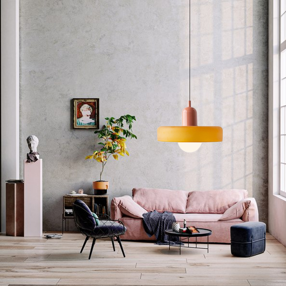 Nordic Vintage Green Medieval Lamp Danish Cream Wind Glass Pendant Light-Handwovenlamp