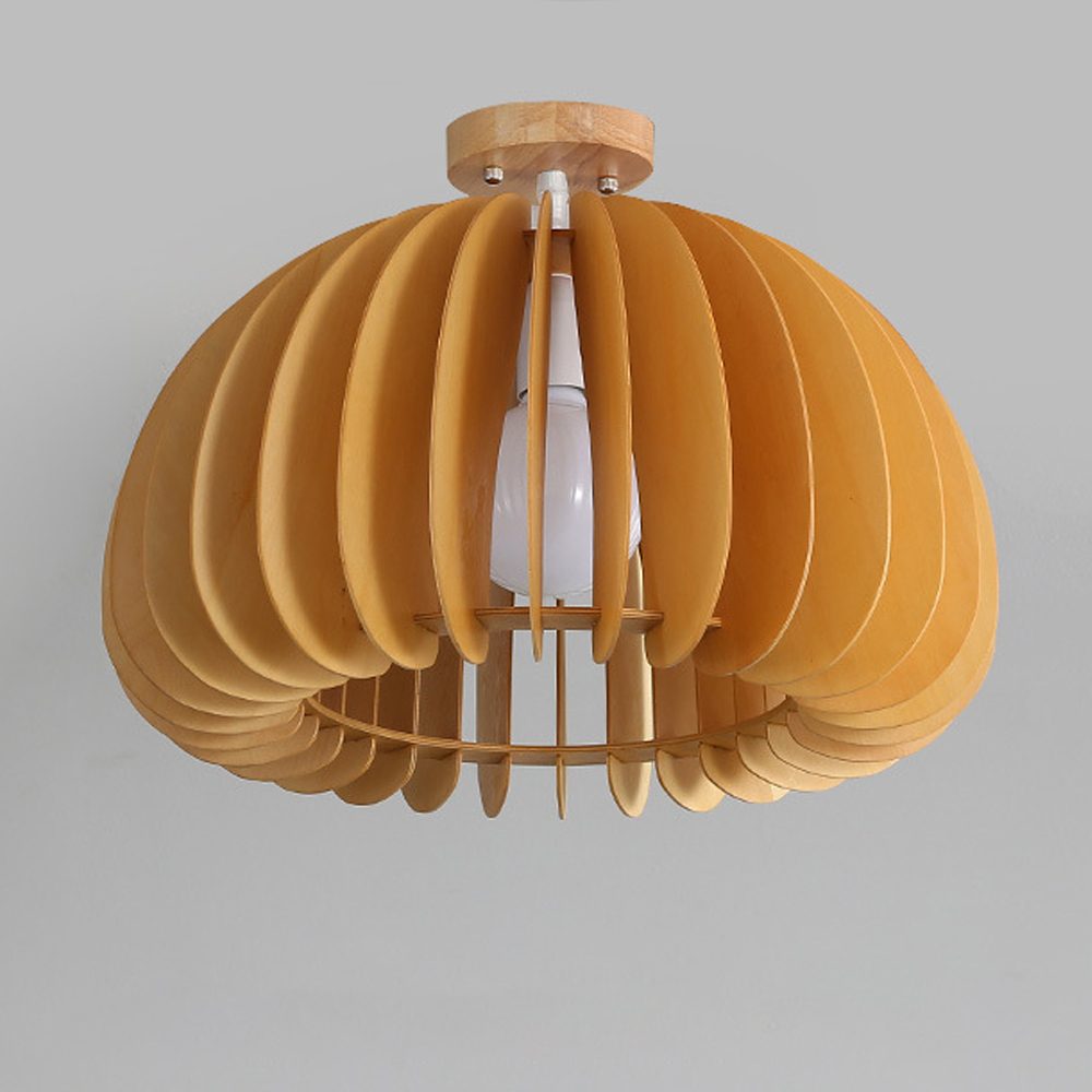 Japanese Wooden Corridor Aisle Ceiling Lamp Log Pumpkin Balcony Light For Bedroom-Handwovenlamp