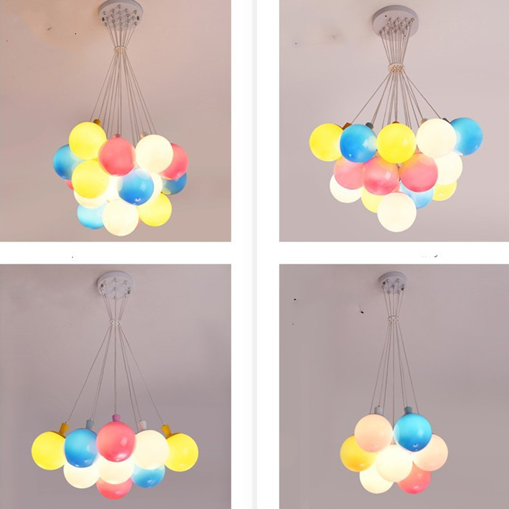 Nordic Children's Bedroom Colorful Bubble Ball Chandelier Nursery Pendant Lights-Handwovenlamp