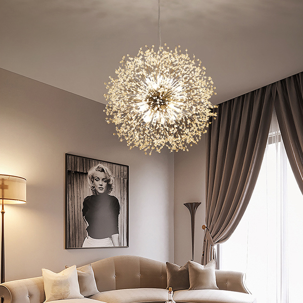 Nordic Creative Dandelion Pendant Light Beaded Crystal Chandelier-Handwovenlamp