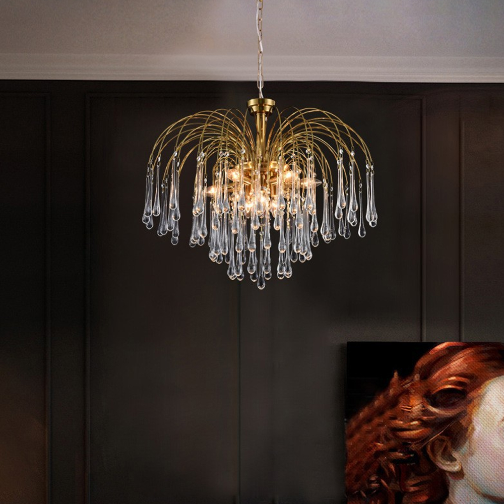 Classical Drop Glass Chandelier Italian Design Living Room Crystal Lighting-Handwovenlamp