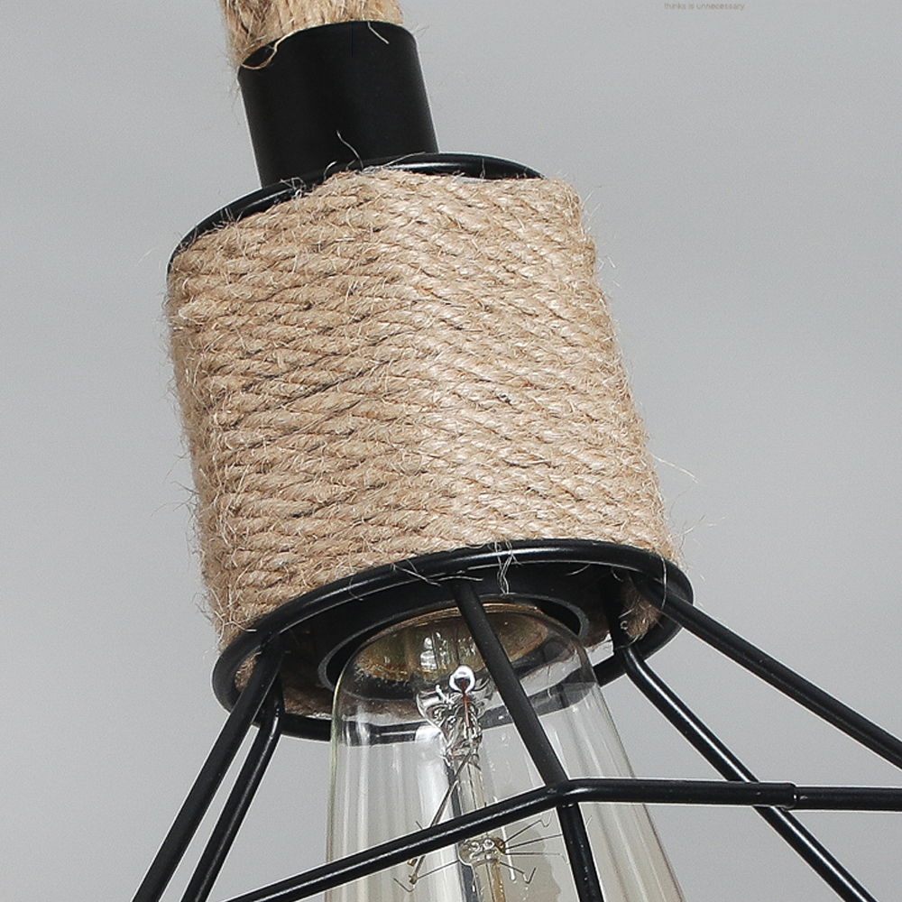 Spherical Cage Rope 6-Lights Brown Pendant Lighting Fixture-Handwovenlamp
