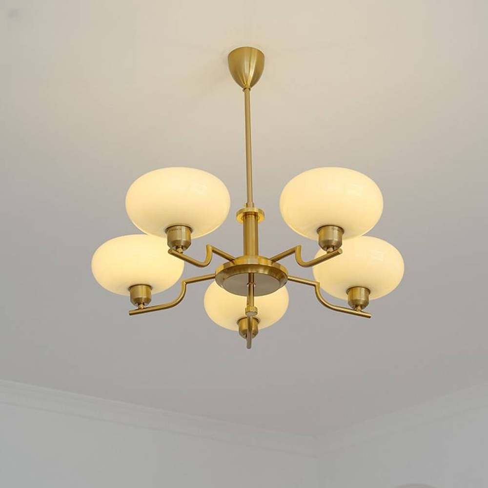 Bauhaus Living Room Milk White Glass Chandelier-Handwovenlamp