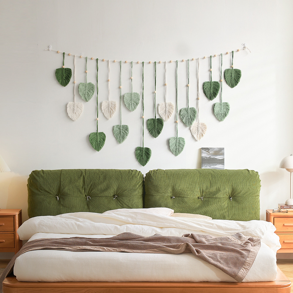 Bohemian Decorative Handwoven Leaf Tapestry Children's Room Background Tassel Wall Hanging-Handwovenlamp