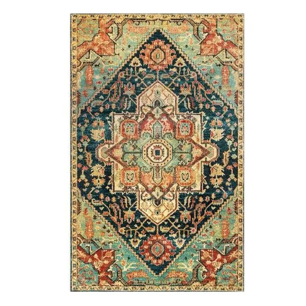 Thickened Imitation Cashmere Carpet Nordic Moroccan Living Room Blanket Ethnic Style American Retro Floor Mat-Handwovenlamp