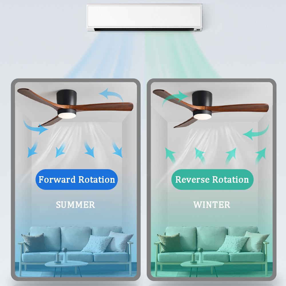 Ceiling Fan With Light Nordic Solid Wood LED Fan Lamp For Restaurant Living Room-Handwovenlamp