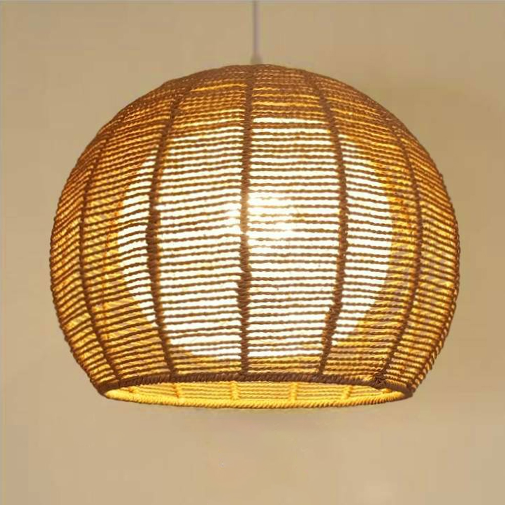 Nordic Hand-woven Rattan Pendant Light Balcony Tatami Hemp Rope Lamp-Handwovenlamp