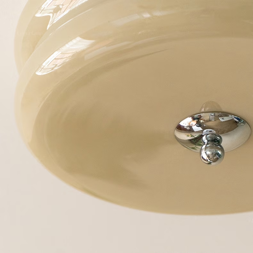 Mid Century Modern Ceiling Light Living Room Cream Glass Chandelier Flush Mount-Handwovenlamp