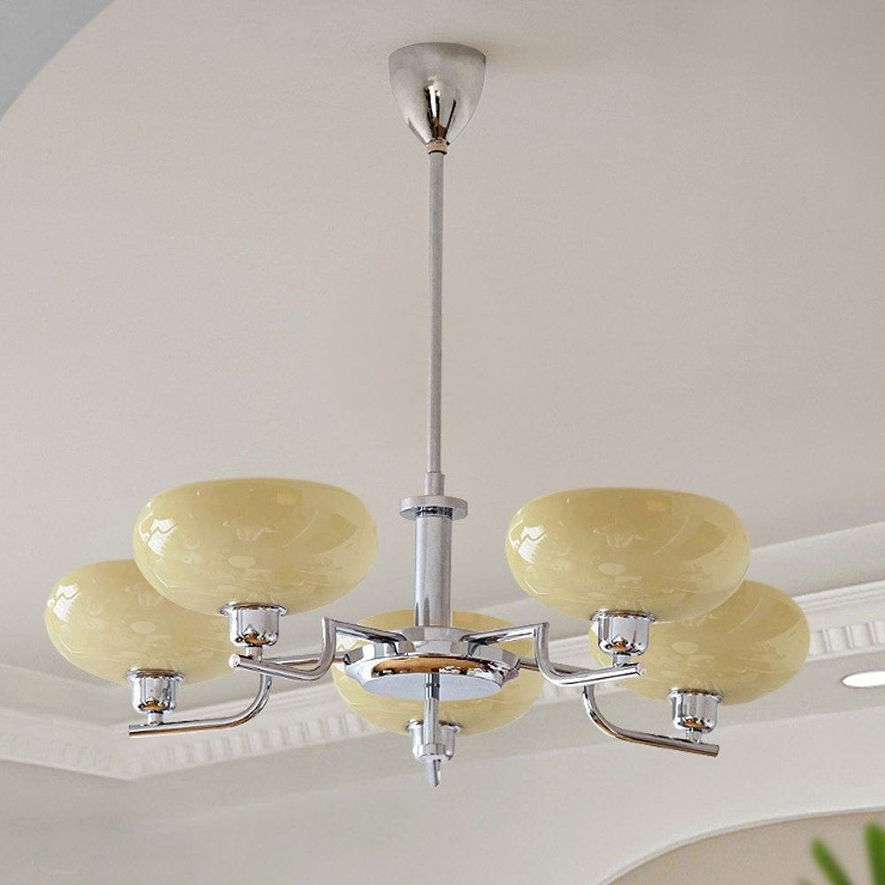 Bauhaus Living Room Milk White Glass Chandelier-Handwovenlamp