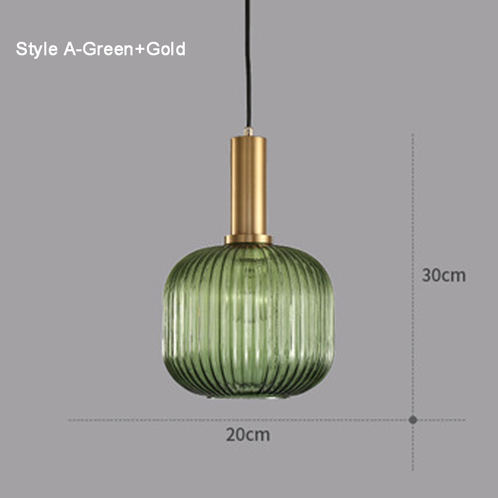 Dark Green Small Glass Pendant Light Kitchen Island Restaurant Retro Chandelier American Home Lighting-Handwovenlamp