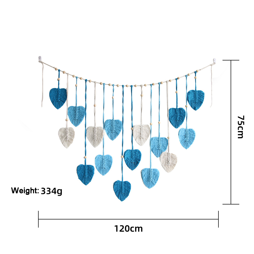 Bohemian Decorative Handwoven Leaf Tapestry Children's Room Background Tassel Wall Hanging-Handwovenlamp