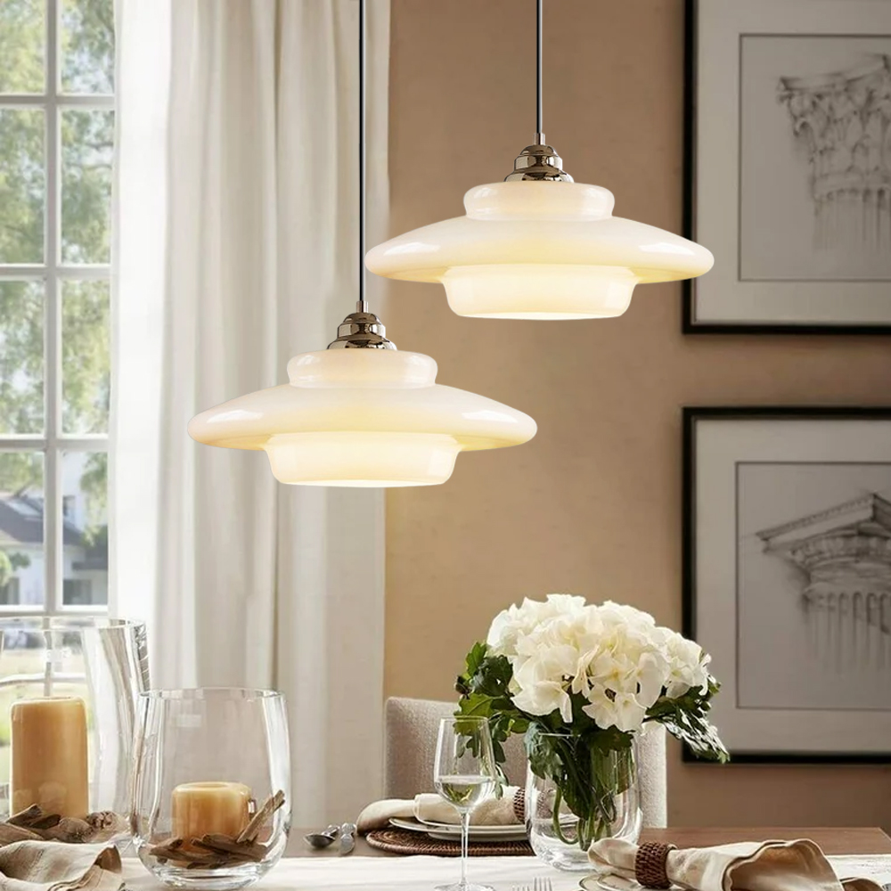 Bauhaus Milk White Glass Pendant Light Art Home Decor-Handwovenlamp