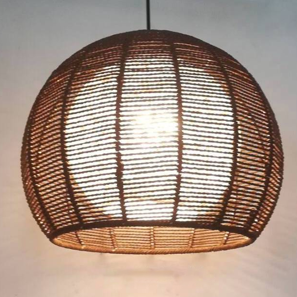 Nordic Hand-woven Rattan Pendant Light Balcony Tatami Hemp Rope Lamp-Handwovenlamp