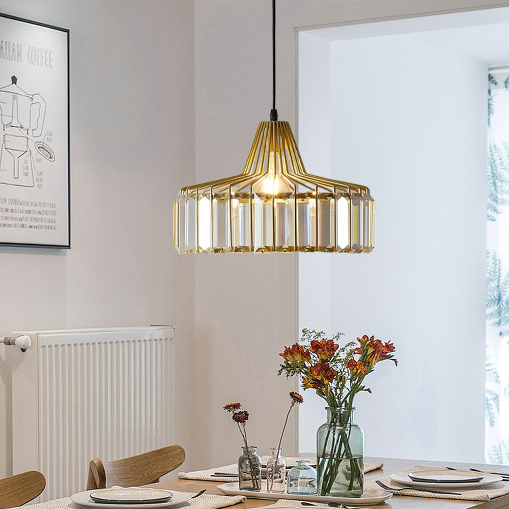 Simple Modern Crystal Chandelier Nordic Small Metal Pendant Light Restaurant Lamp-Handwovenlamp