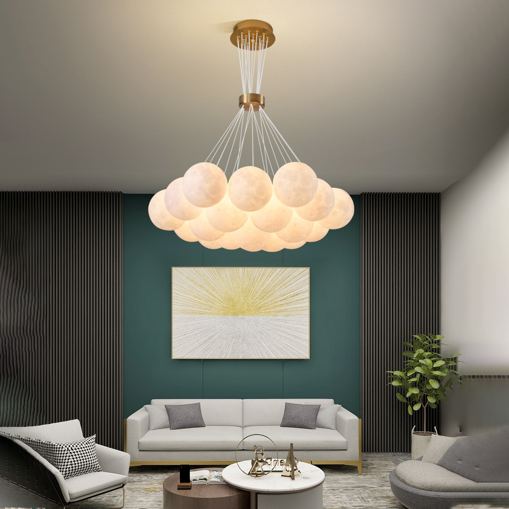 Nordic Children's Room Chandelier 3D Moon Bubble Ball Pendant Lamp-Handwovenlamp