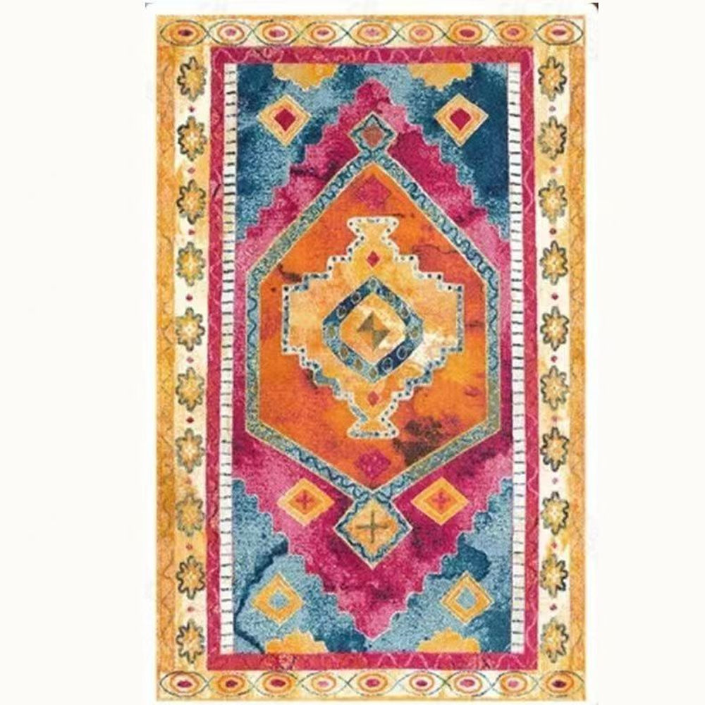 Thickened Imitation Cashmere Carpet Nordic Moroccan Living Room Blanket Ethnic Style American Retro Floor Mat-Handwovenlamp