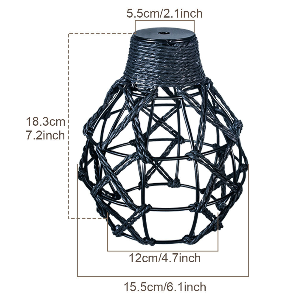 Industrial Retro Hemp Rope Diamond Head Metal Cage Loft Iron Wire Welding Lampshade-Handwovenlamp
