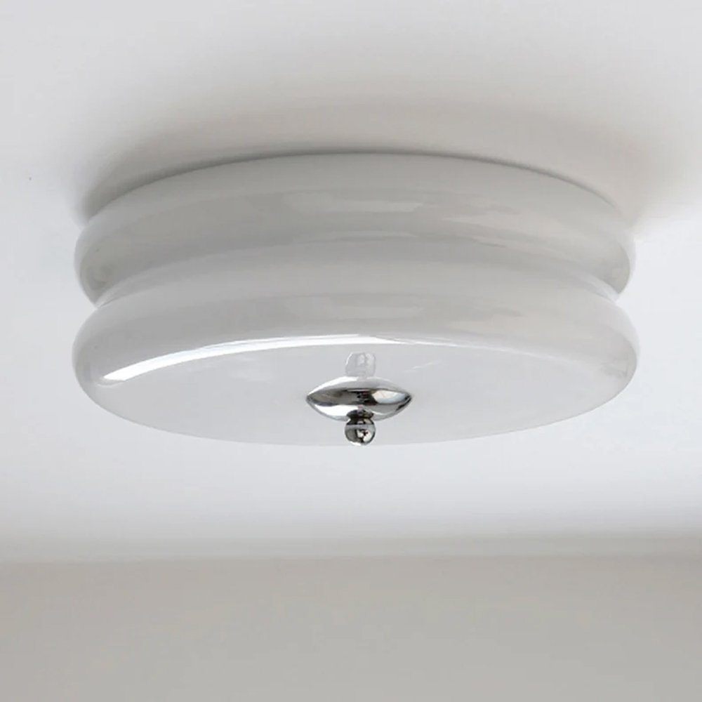 Mid Century Modern Ceiling Light Living Room Cream Glass Chandelier Flush Mount-Handwovenlamp