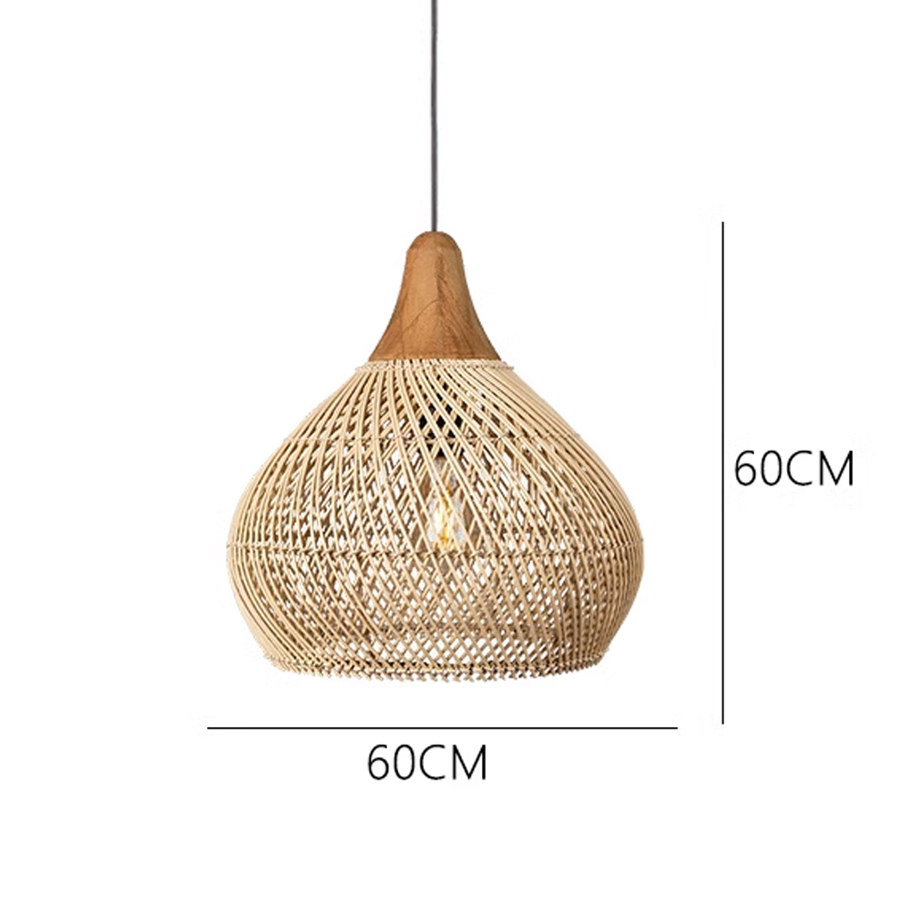 Rattan Pendant Light Wabi Sabi Style Retro Dining Room Chandelier-Handwovenlamp