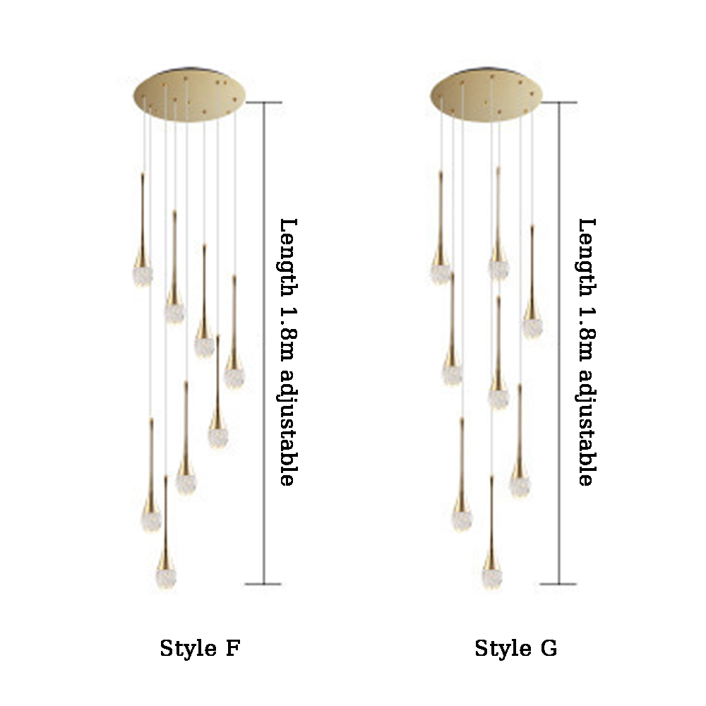 Modern Minimalist Staircase Chandelier Creative Soft Light Duplex Chandelier Restaurant Villa Spiral Stairwell Long Chandelier-Handwovenlamp