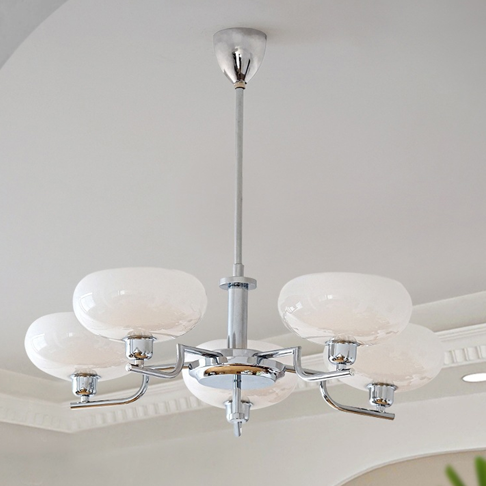 Bauhaus Living Room Milk White Glass Chandelier-Handwovenlamp