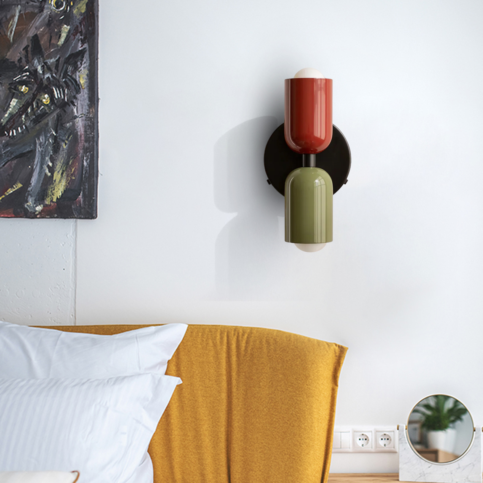 Bedroom Bedside Colorful Double-head Wall Lamp Cream-style Living Room Corridor Light-Handwovenlamp
