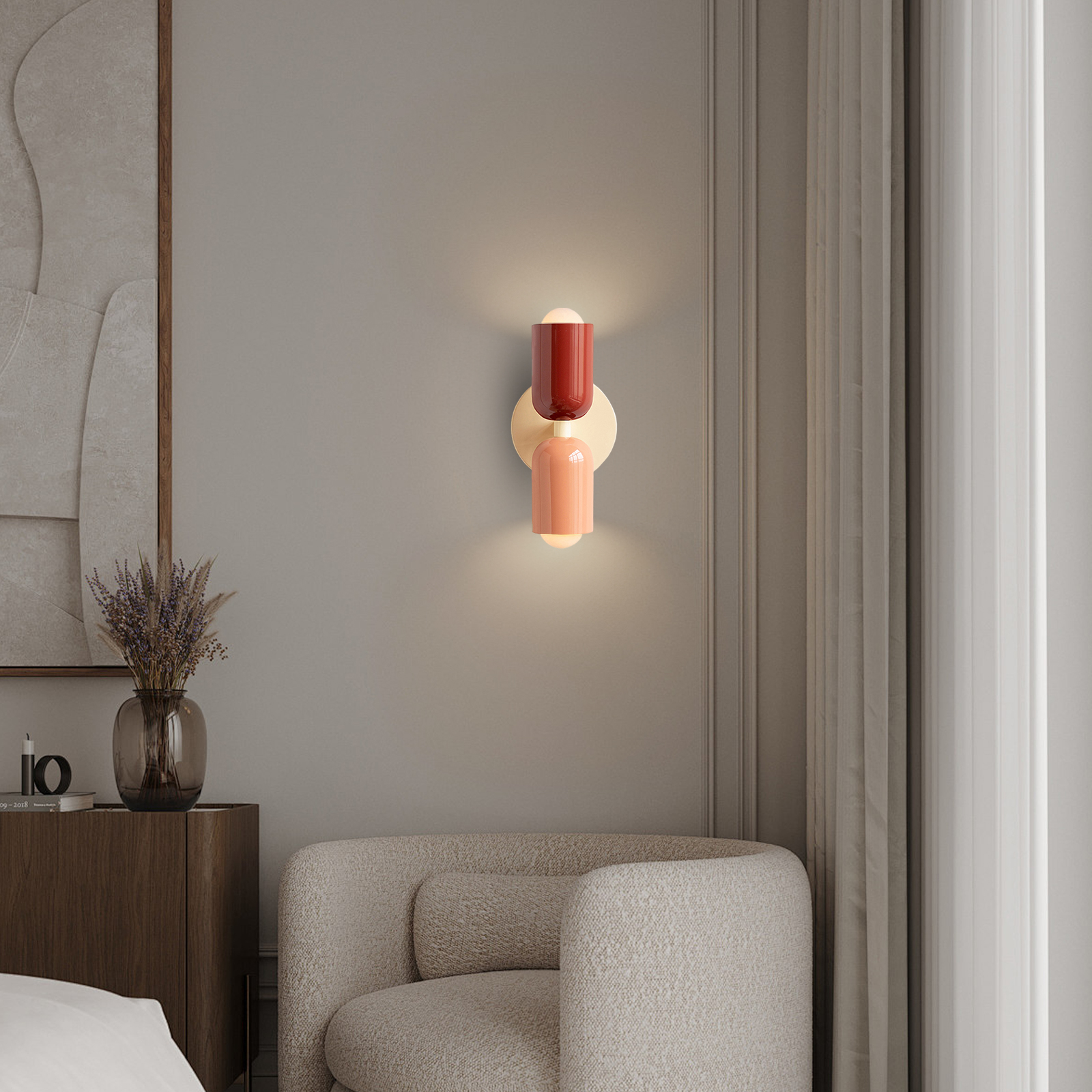 Bedroom Bedside Colorful Double-head Wall Lamp Cream-style Living Room Corridor Light-Handwovenlamp