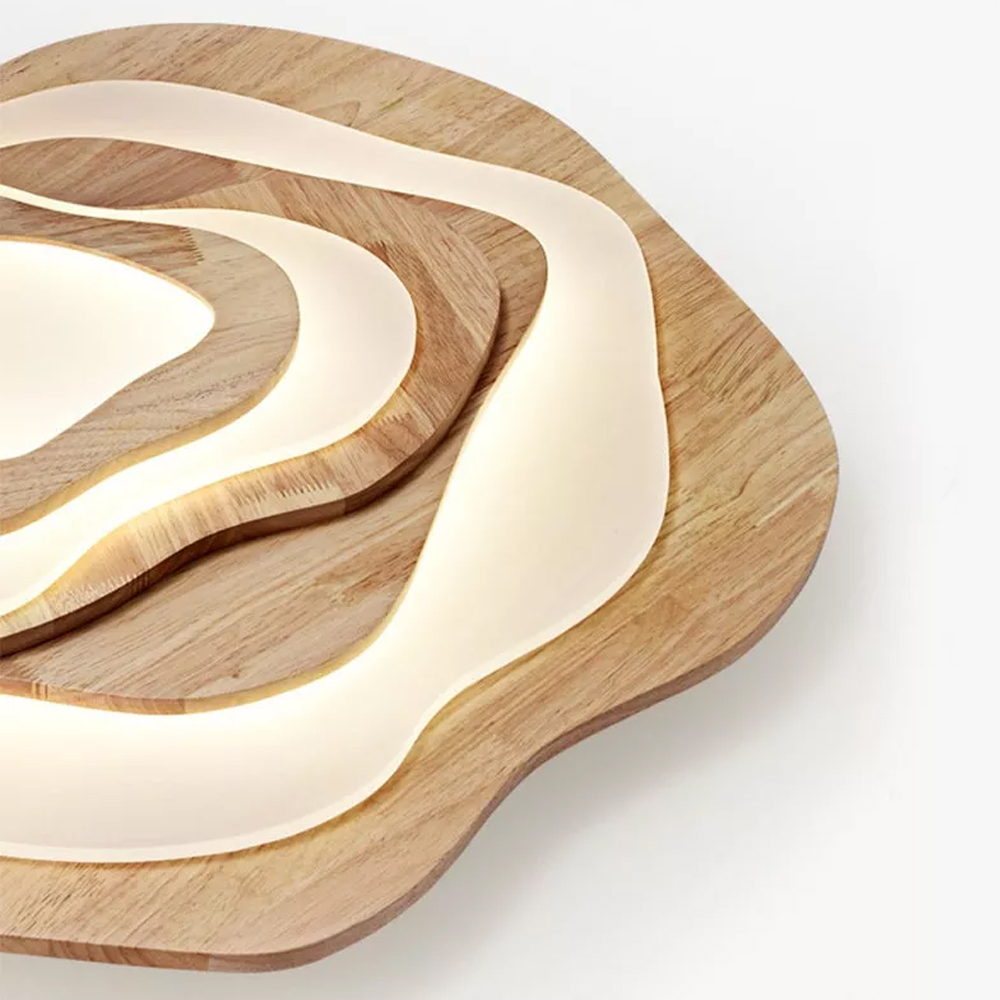 Nordic Irregular Flush Mount Solid Wooden Ceiling Light For Living Room-Handwovenlamp