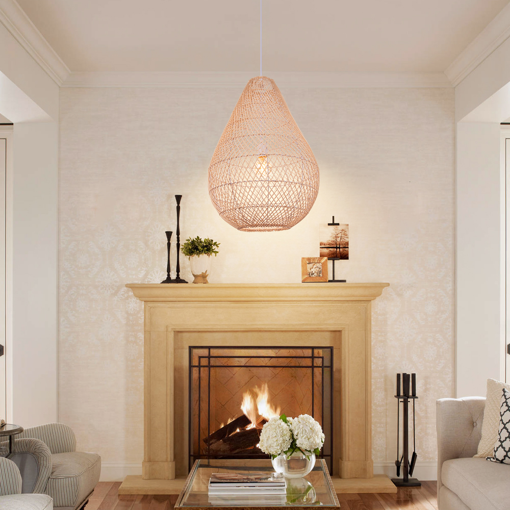 Staircase Living Room Rattan Pendant Lights Shade-Handwovenlamp